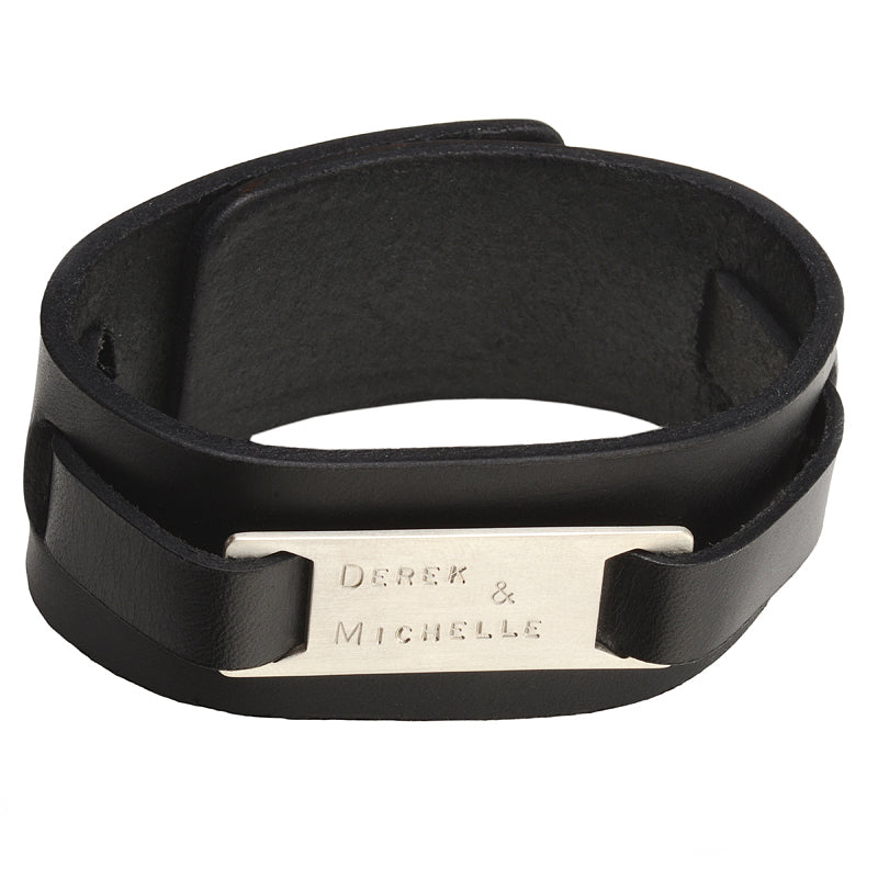 Men's Black Leather Cuff