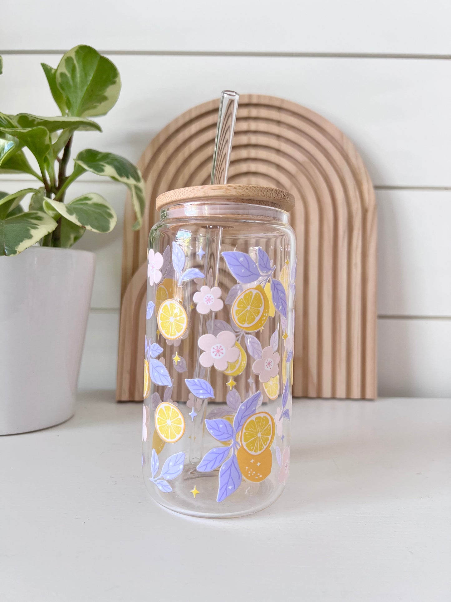 Lemon lavender Glass Cup