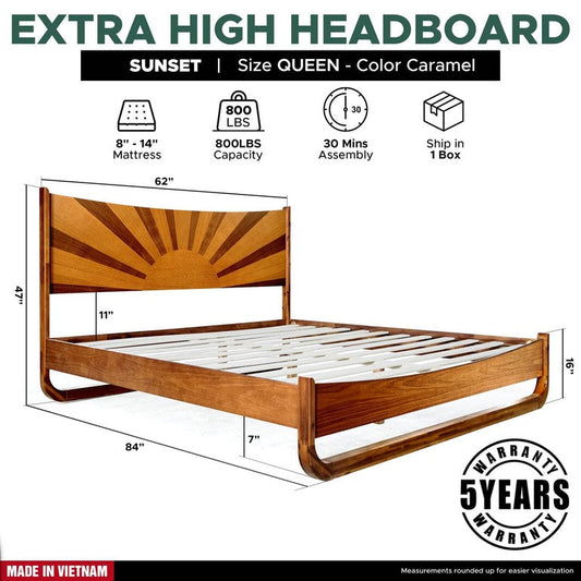 Sunset Platform Bed Frame With Headboard