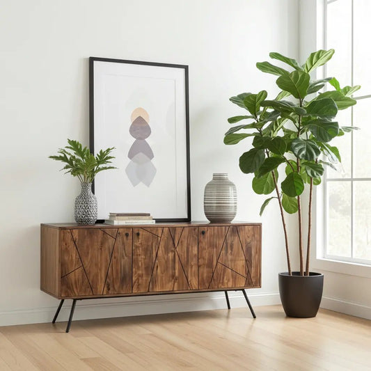 Buffet style Mid-Century en bois D'Acacia