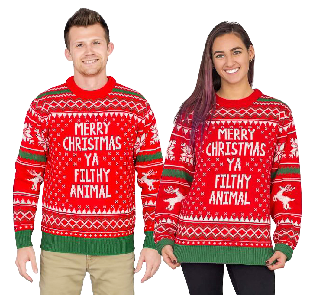 Couple - Merry Christmas Ya Filthy Animal Snowflake And Reindeer Sweater