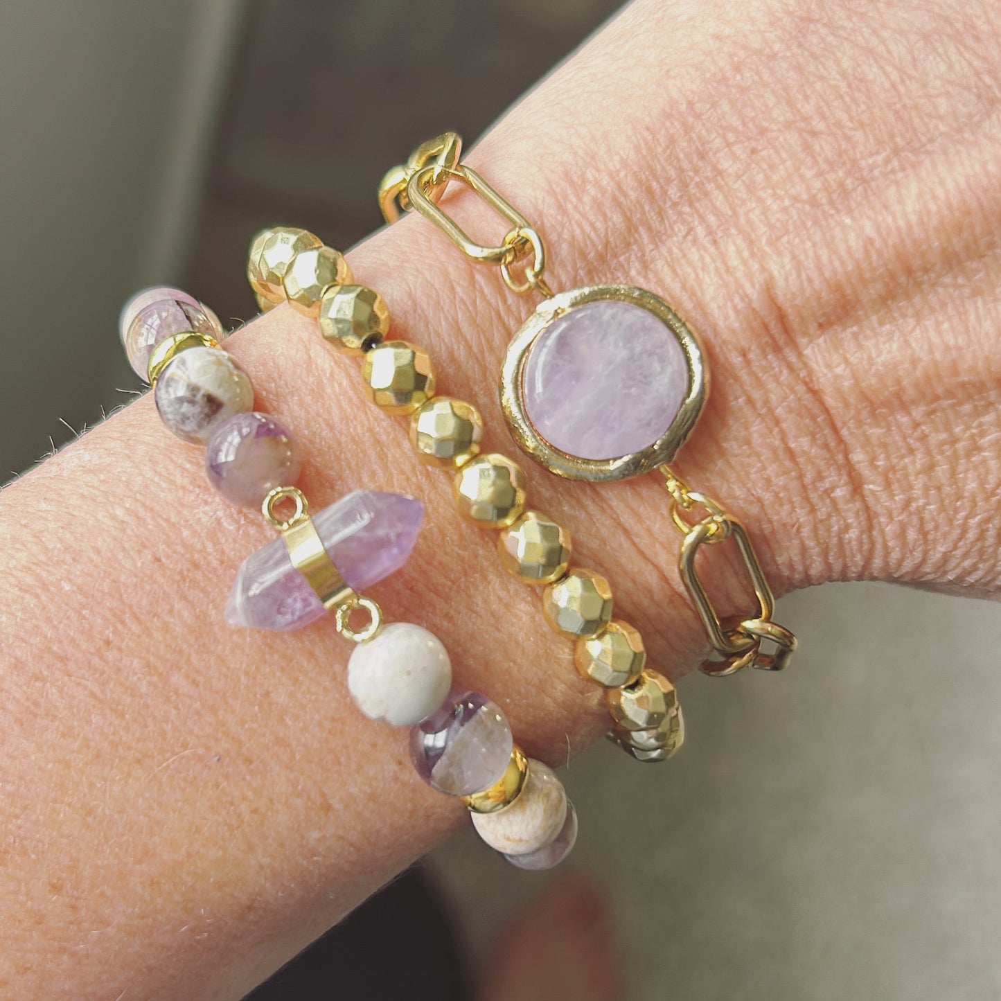 Crystal Chevron Amethyst Bracelet