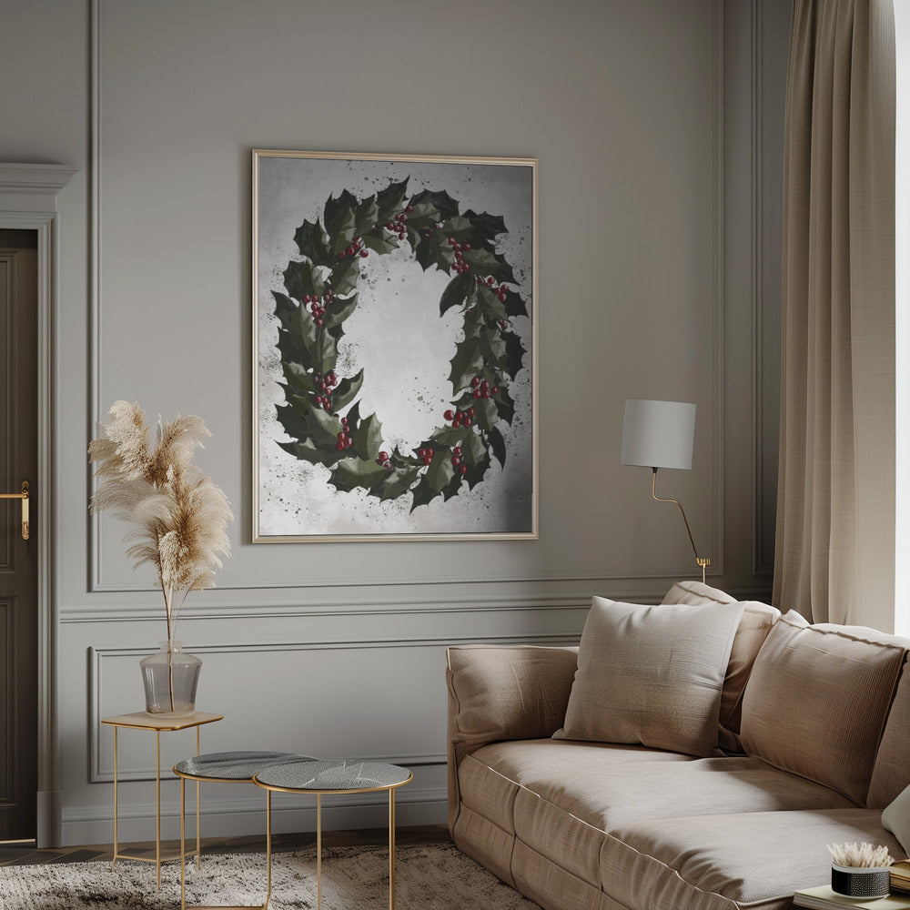 Wall art Splatters holly wreath Canvas Print