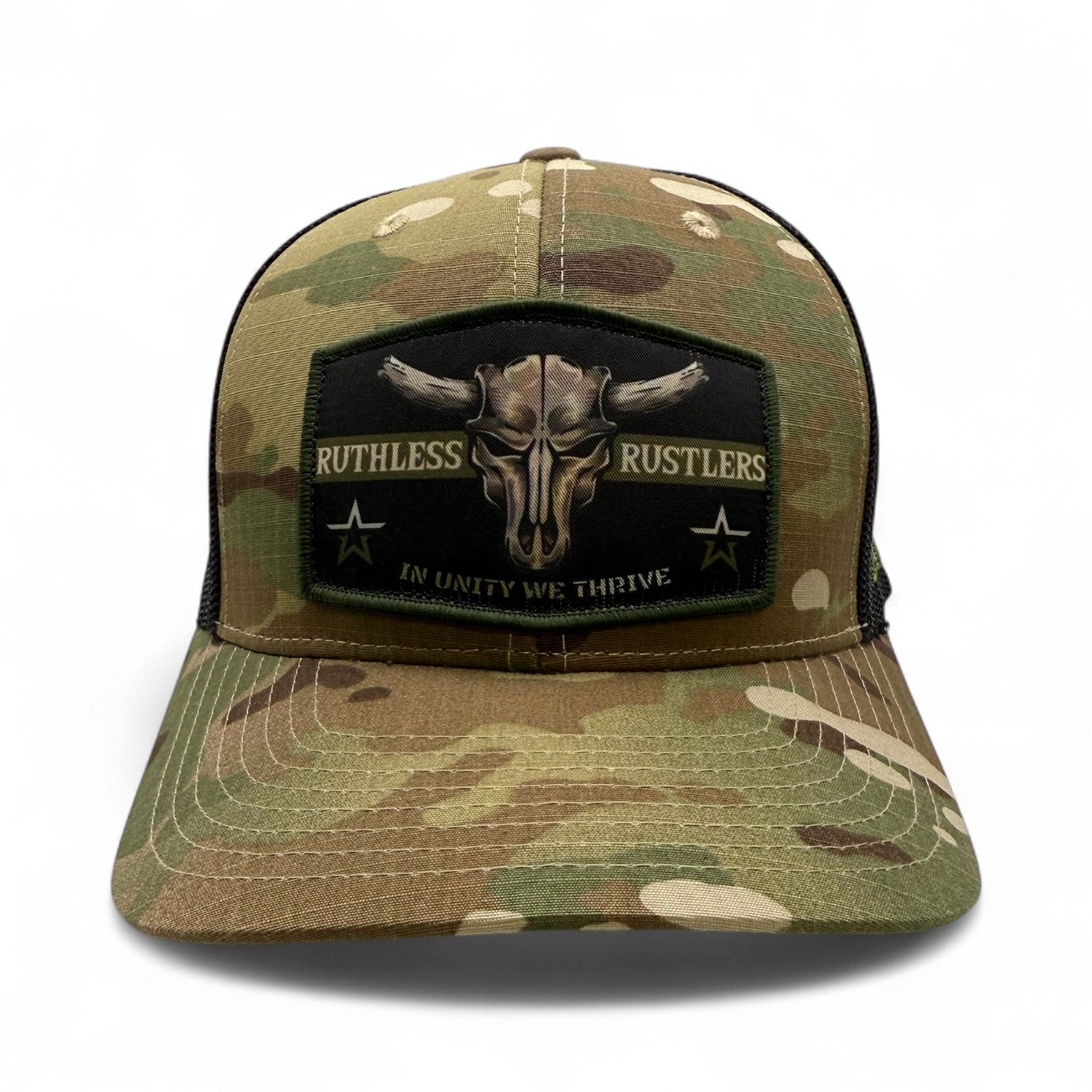 Ruthless Rustlers In Unity Trucker Cap | Camo Vert