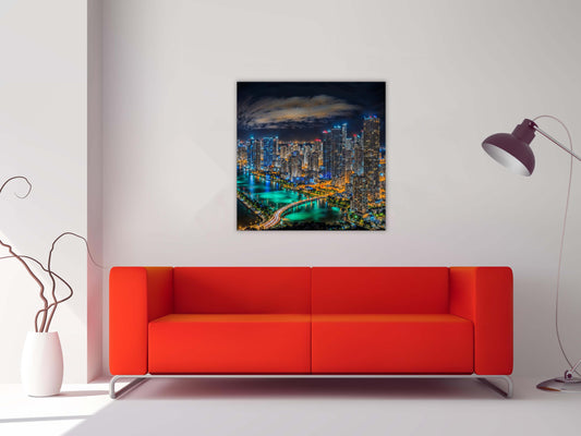 Miami-City Skyline - Canvas Wall Decor- RGB varnish