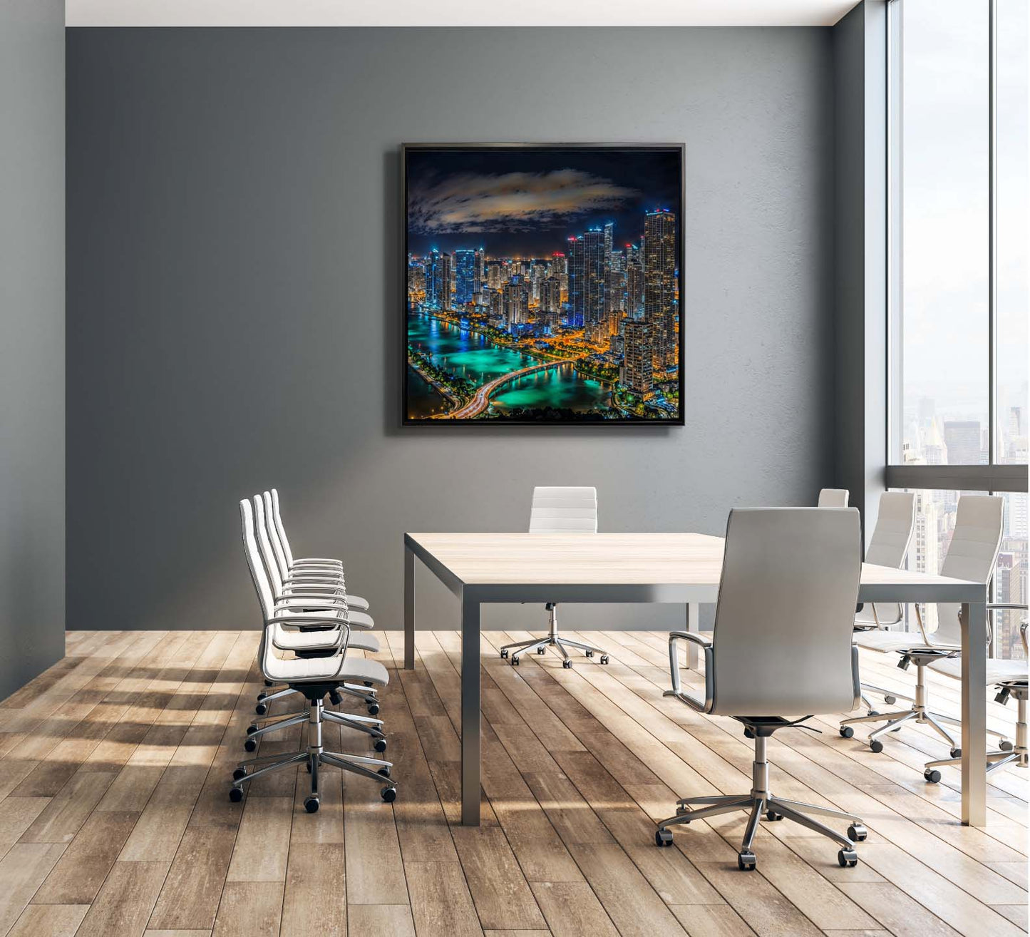 Miami-City Skyline - Canvas Wall Decor- RGB varnish