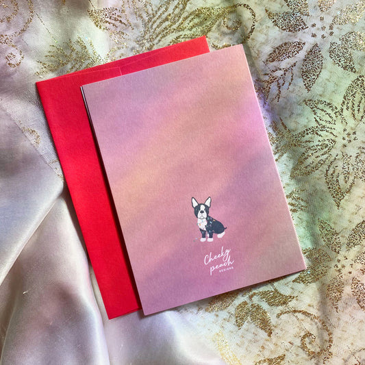 Furry and Bright Dog | Boston Terrier | Mini Greeting Card