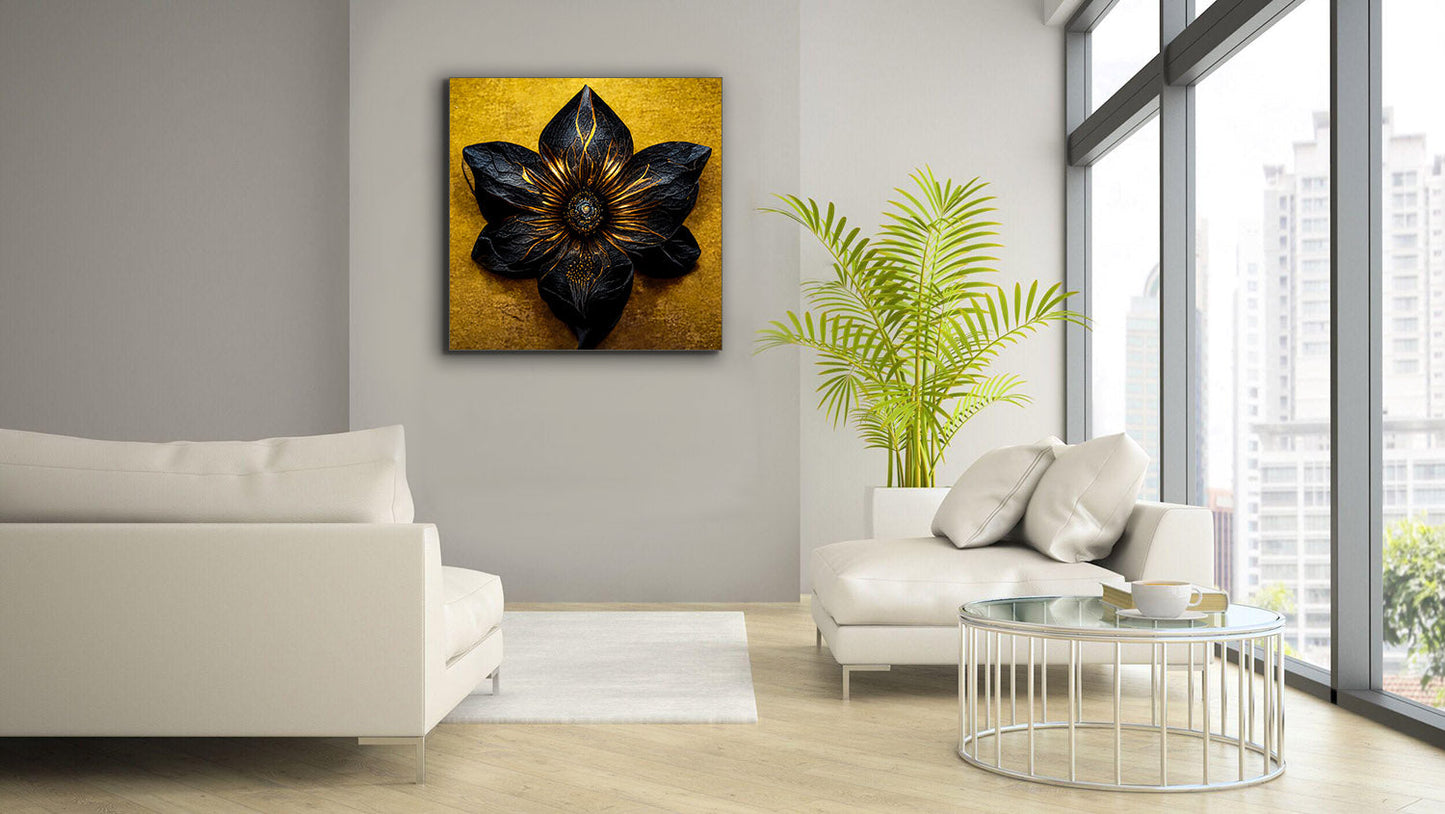 Canvas Print- Black Flower- Wall Art