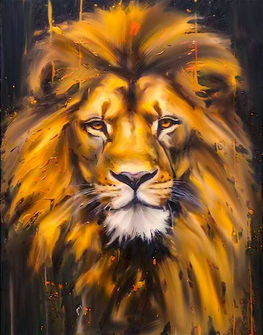 Canvas Lion Head - Wildlife Wall Art - Gold Glitter