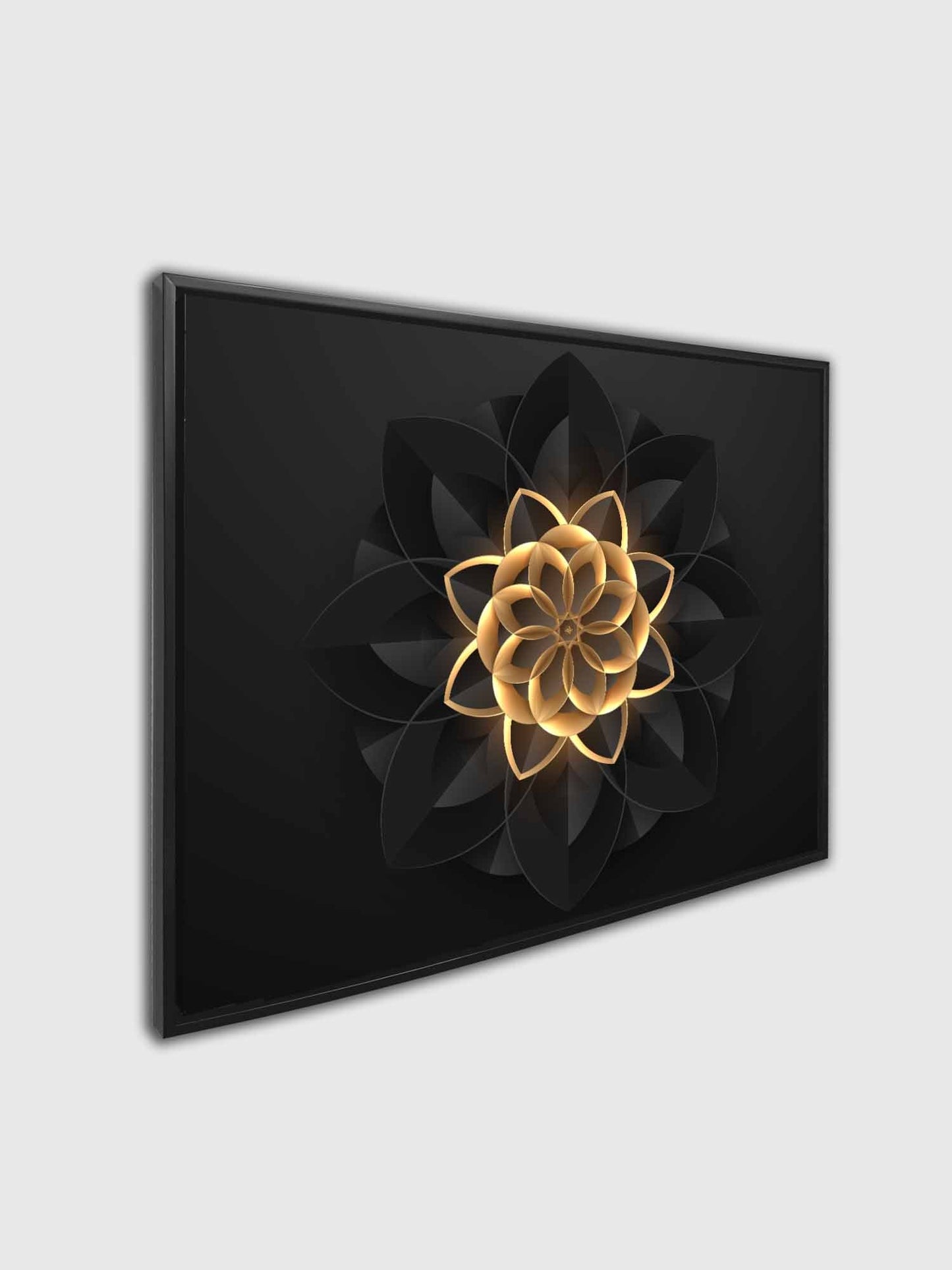 Wall Art Abstract Flower in Black and Gold- Fine and Modern wall art - Gold varnish