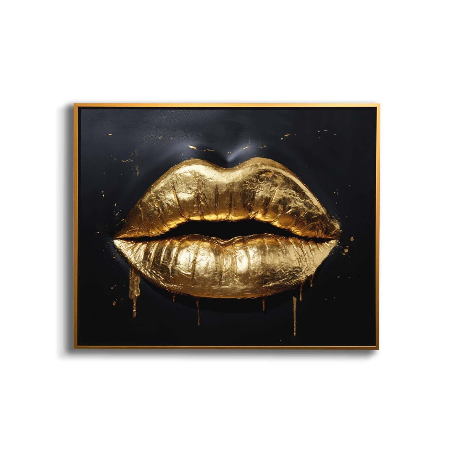 Wall Art Gold Lips 48" x 36" Fine Art Canvas