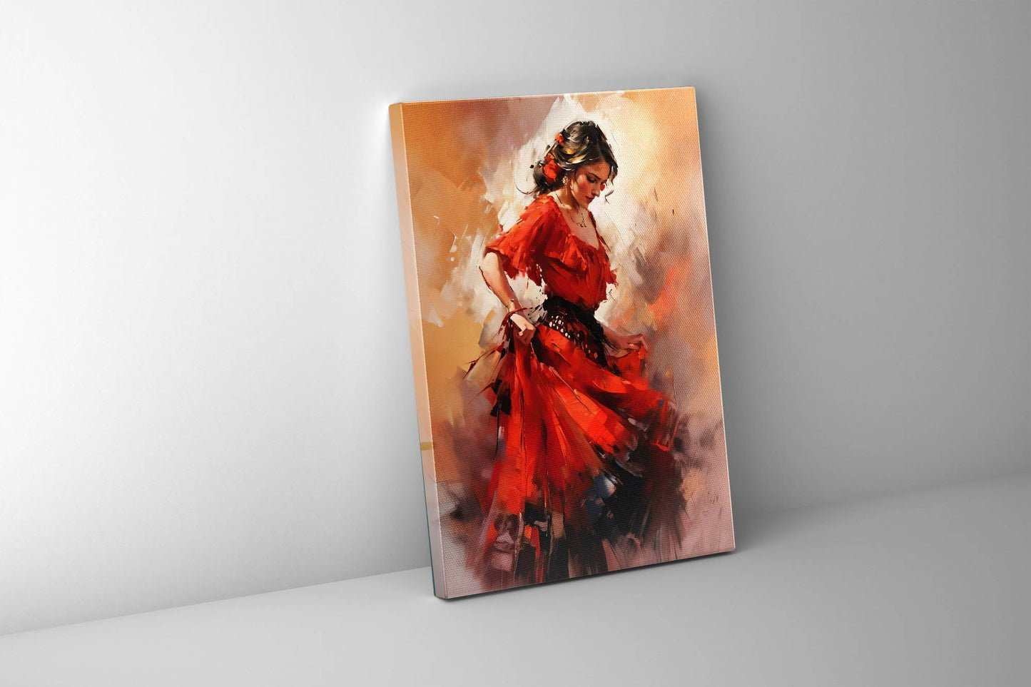Wall Art 36" x 48" Fine Art Canvas. Tango in Red Dress Canvas Print