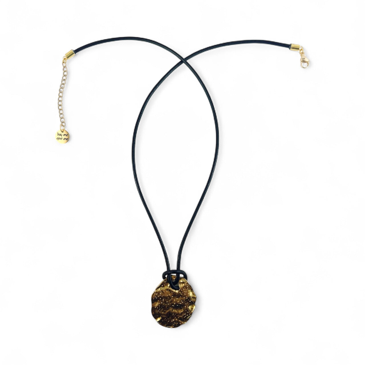 Gold Sculptural Leather Cord Necklace