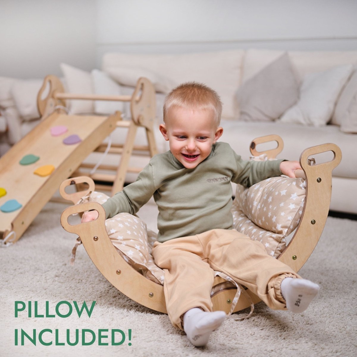 4in1 Montessori Climbing Set: Pikler Triangle, Arch, Slide Board, and Cushion for Toddlers (1β3 Years)