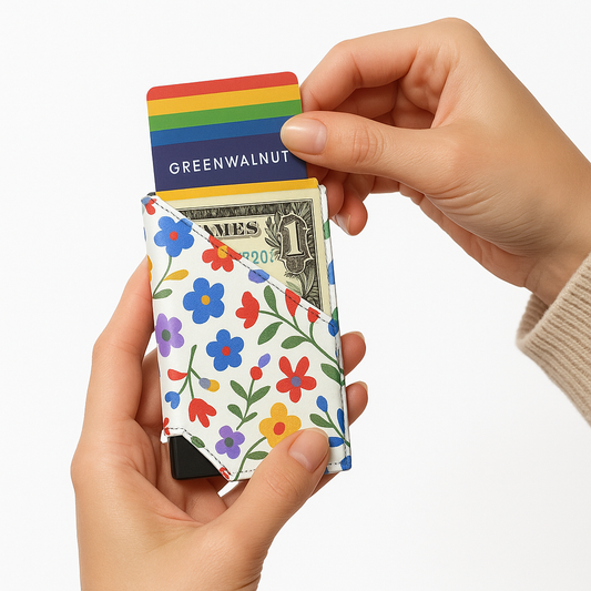 Slim Pop-Up Wallet | Floral Aluminium Wallet Card Holder | Rfid Blocking Minimalist Pop up Credit Card Holders