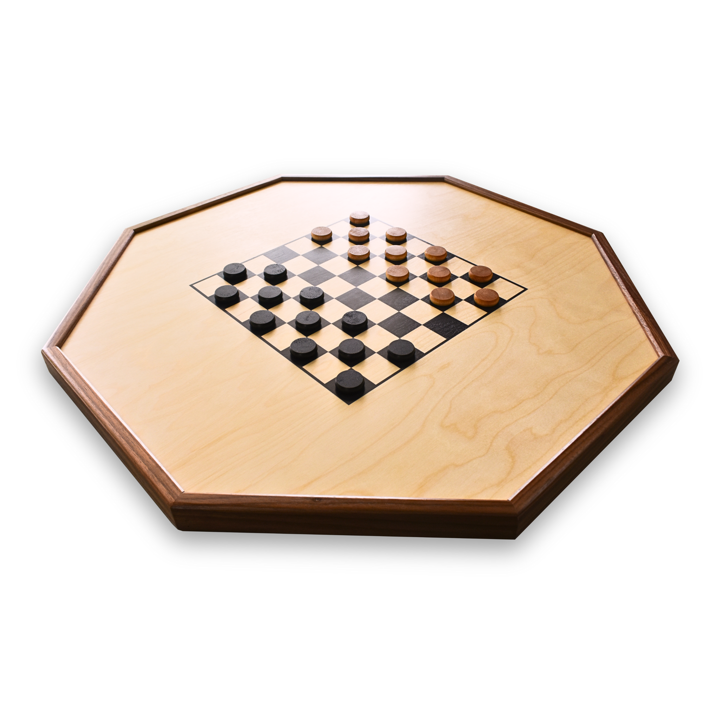 The Deluxe (Walnut Rail) by Crokinole Canada - Traditional Crokinole Board Game Set