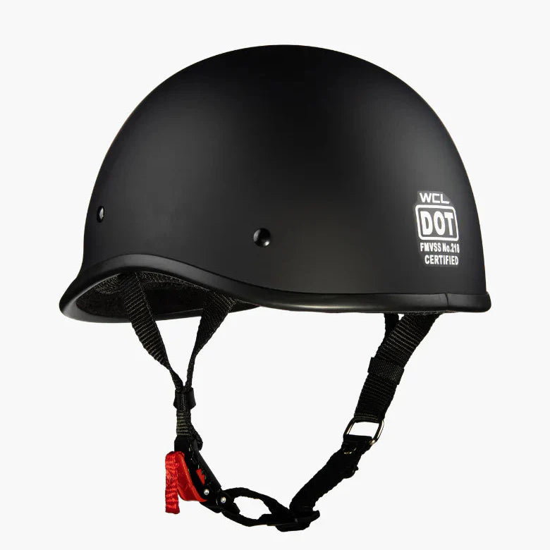 West Coast Leather Black Peak Motorcycle Half Helmet