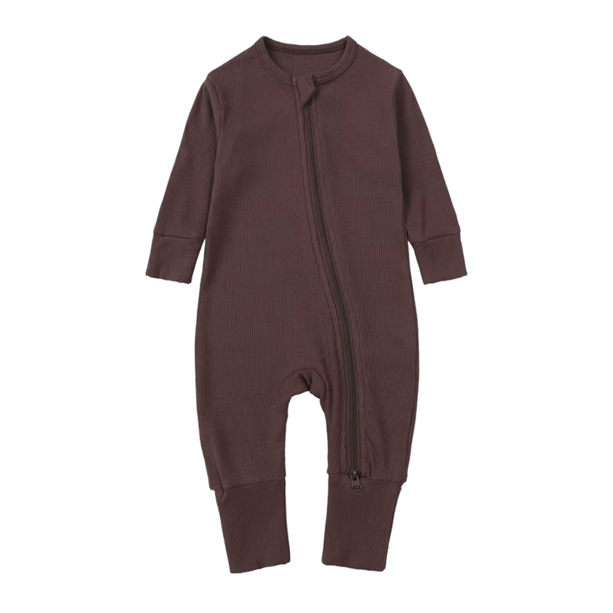 Cocoa - Long Sleeve Ribbed Bamboo Sleep + Play Romper