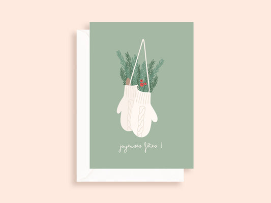 Coffret de 6 cartes de Noël pliées - Mitaines