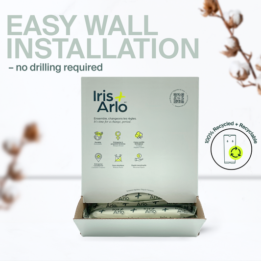 Wall-Mounted Cardboard Dispenser, 100% Organic Cotton Tampons