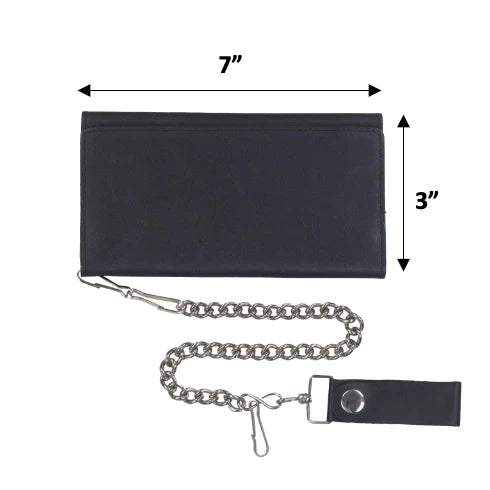 Open Road Men's Chain Trifold Leather Wallet