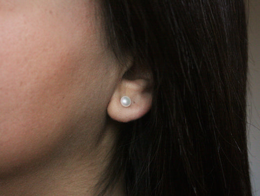 White Pearl Stud Earrings 5mm