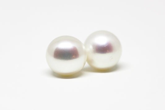 White Pearl Stud Earrings 8mm