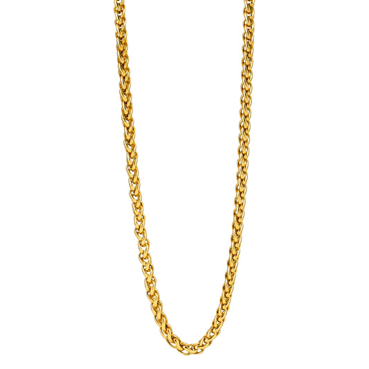 Style ACTON: Mid Width Byzantine Chain Necklace in Gold.