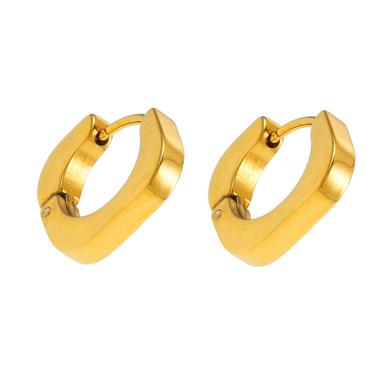 AIRA Gold: Industrial Chic-Tiny Rounded Squared Hoop Earrings