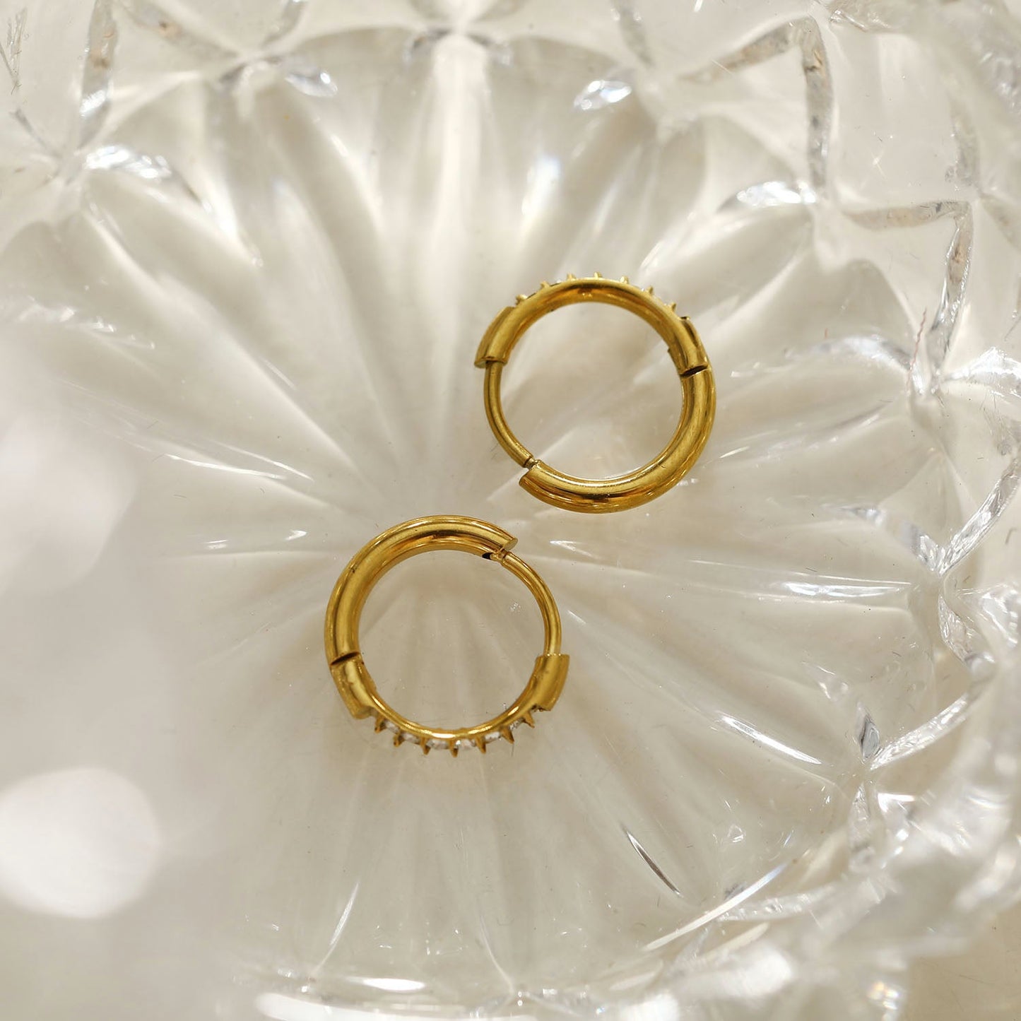 ALASTRANA: Classic Mini Hoops embedded with Zirconia Gemstones