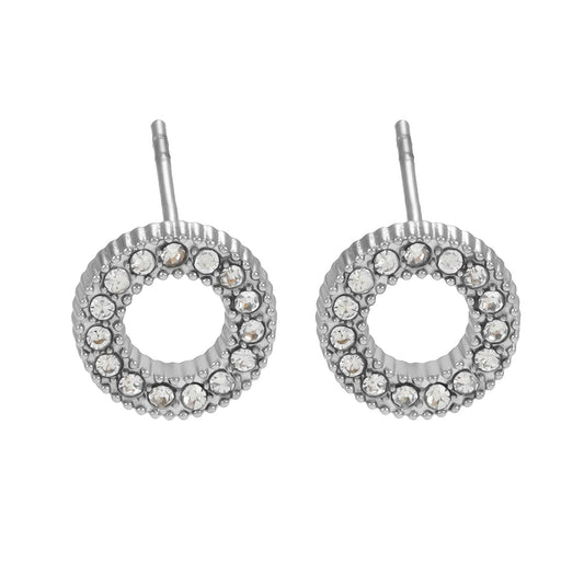 AMATOLE Silver (White Gold): Radiant Circle Mini Stud Earrings