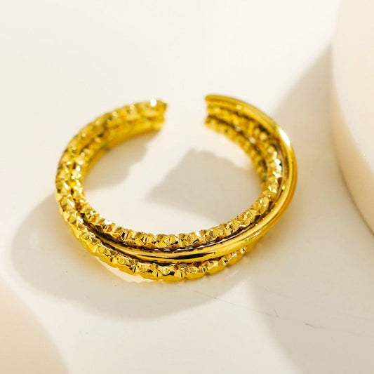 AZURA: Triple Stacked Contrasting Textured Ring