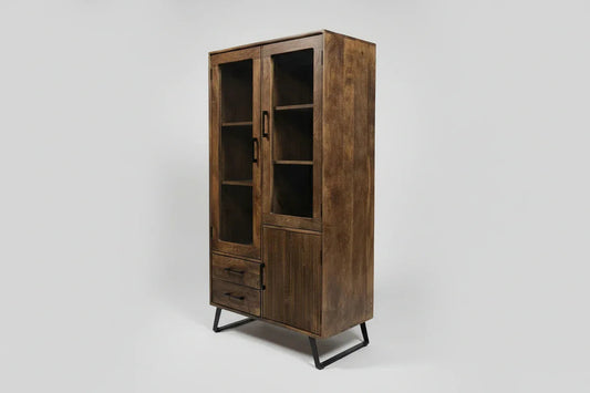 Armoire Arezzo en bois de manguier portes vitrées