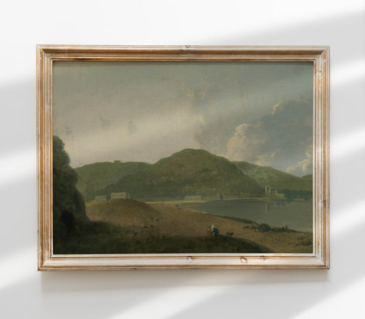 Vintage Muted Green Landscape Art Print L0147