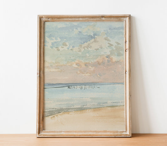 Vintage Pastel Coastal Landscape Art Print L0106