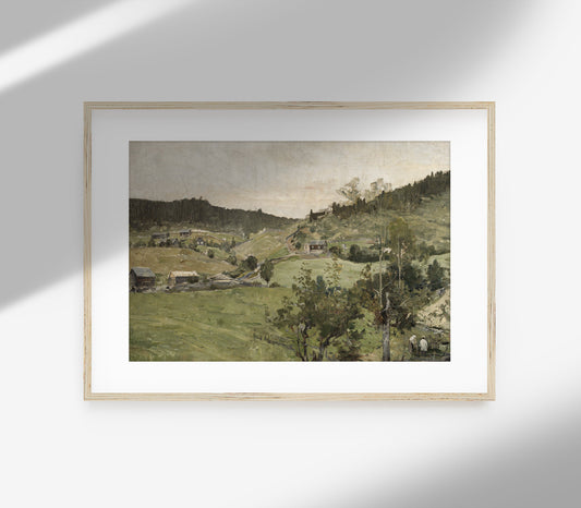 Vintage Village Landscape Art Print L0121
