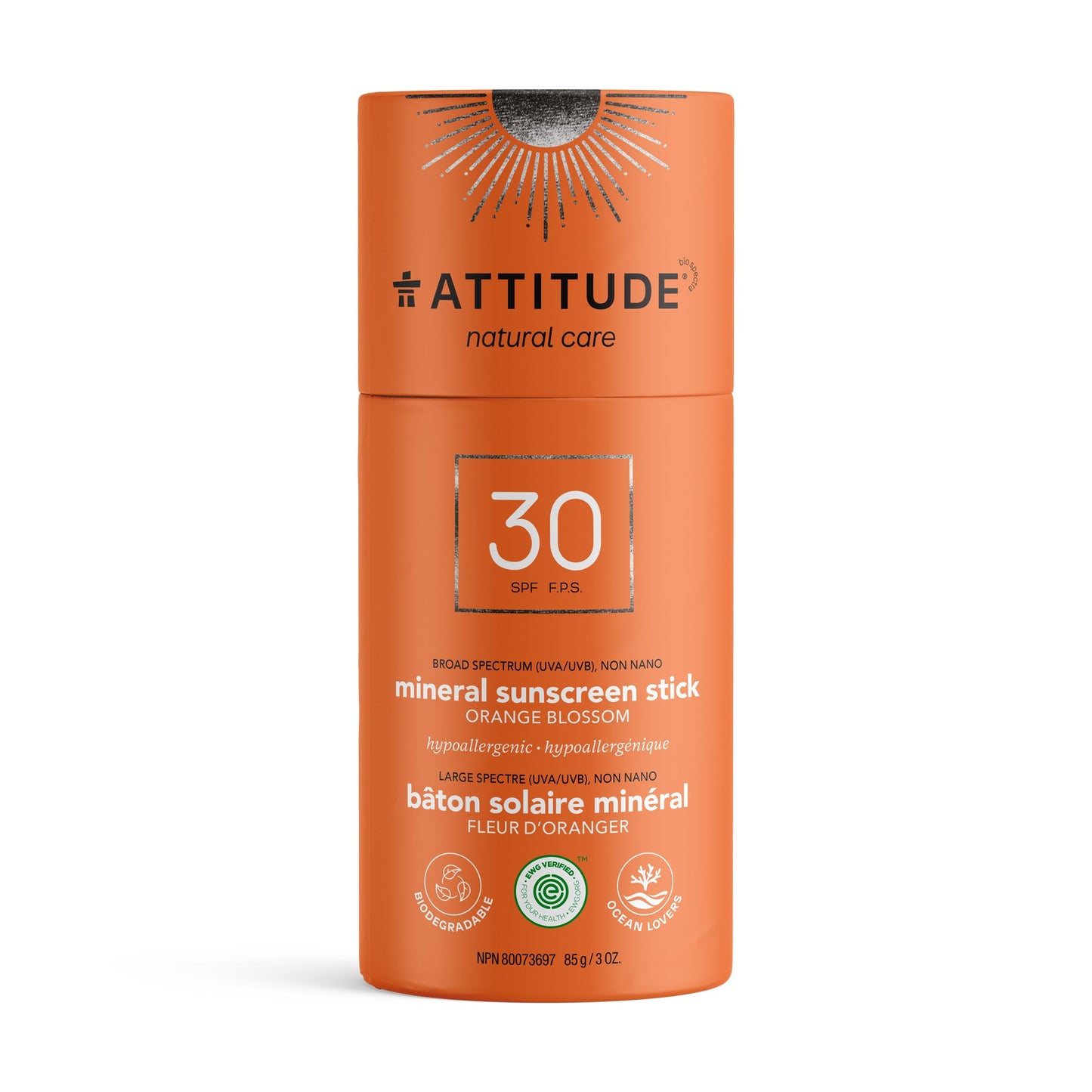 Attitude SPF30 Sunscreen Stick - Orange Blossom, 85g