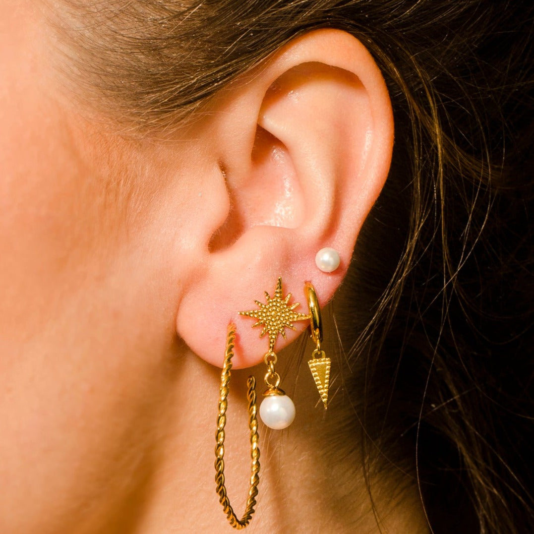 BETHANY Twisted Rope Texture Gold Hoop Earrings