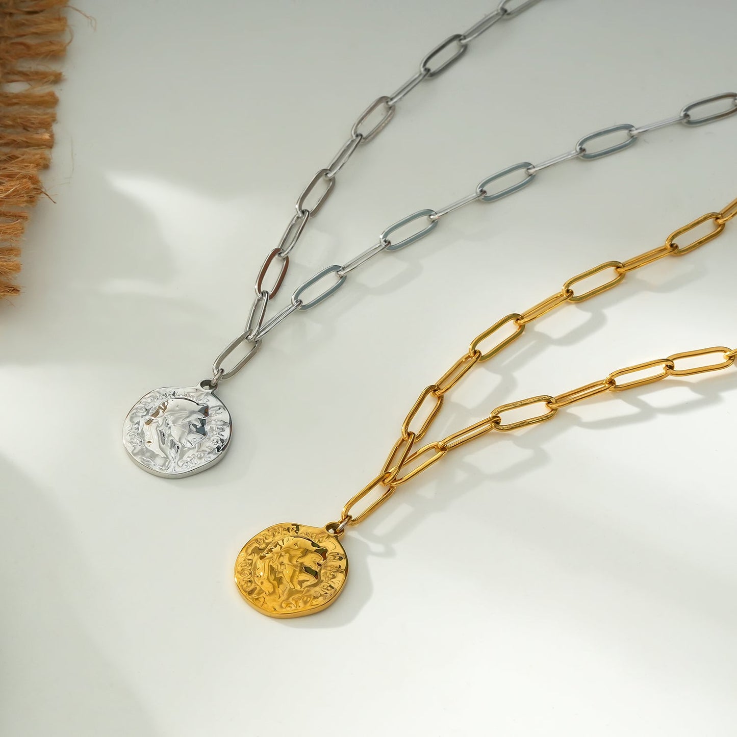 BILBAO Silver: Roman Coin Pendant Chain Necklace.