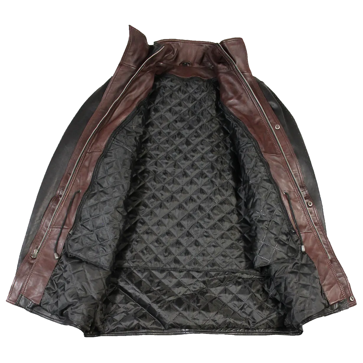 BOL Men's Double Collar Two-Tone Long Coat | Leather Jacket