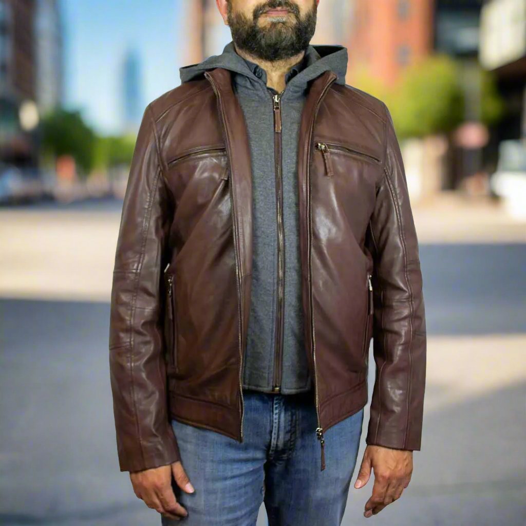 BOL Men's Eduardo Hoodie Leather Jacket