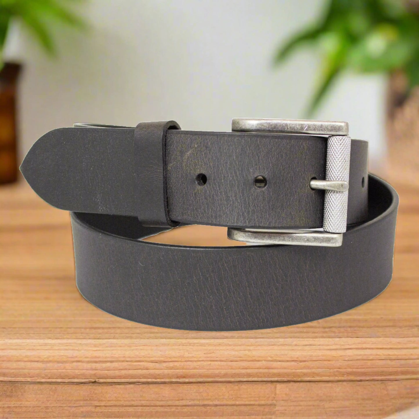 BOL Men's Solid Leather Roller Removable Buckle Belt