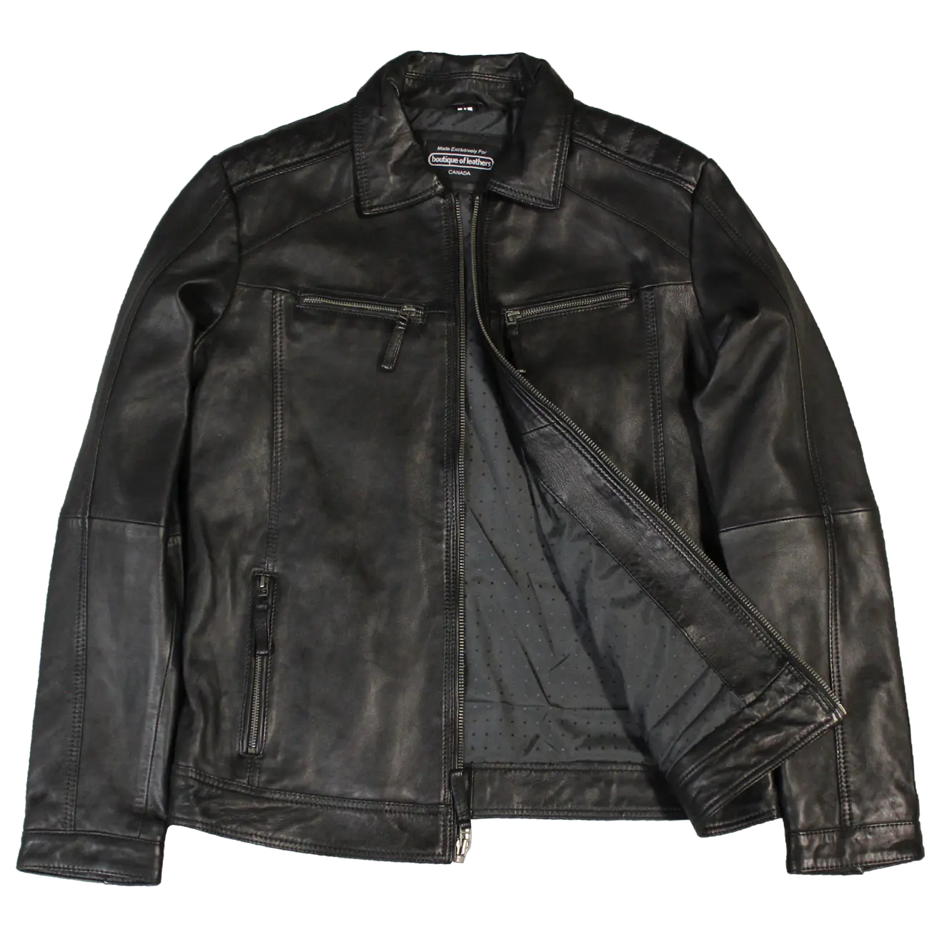 BOL Men's Zip Pocket Leather Jacket