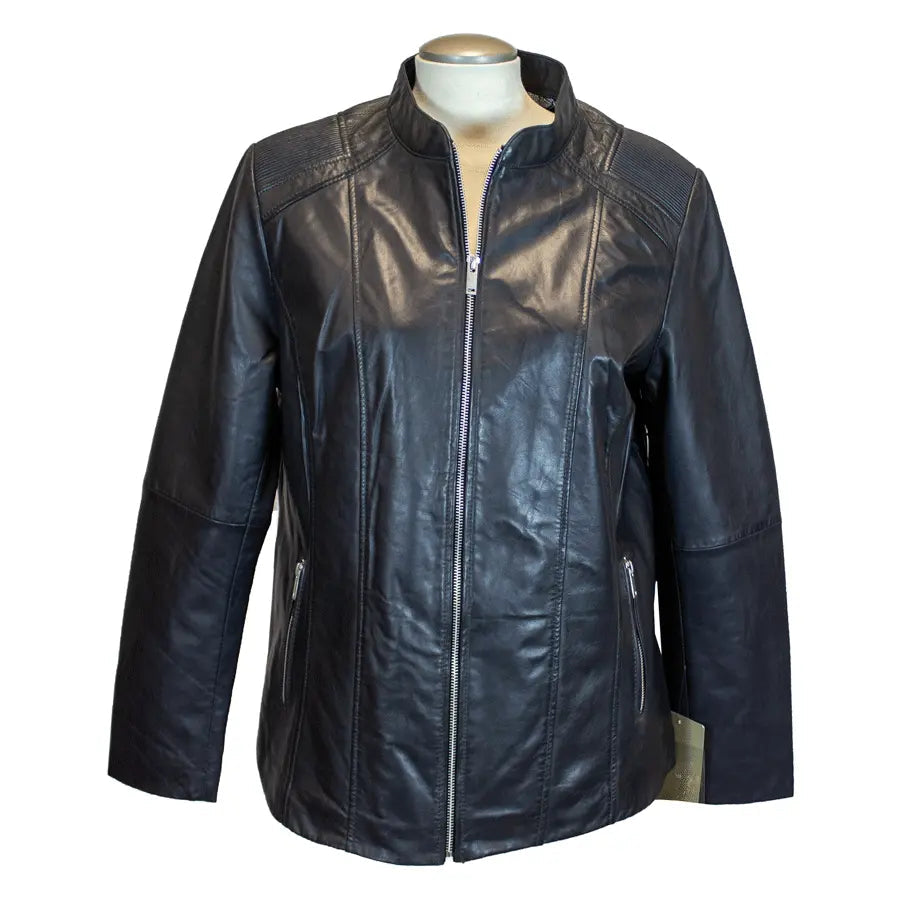 BOL Women's Paulina Ribbed Shoulder Leather Jacket