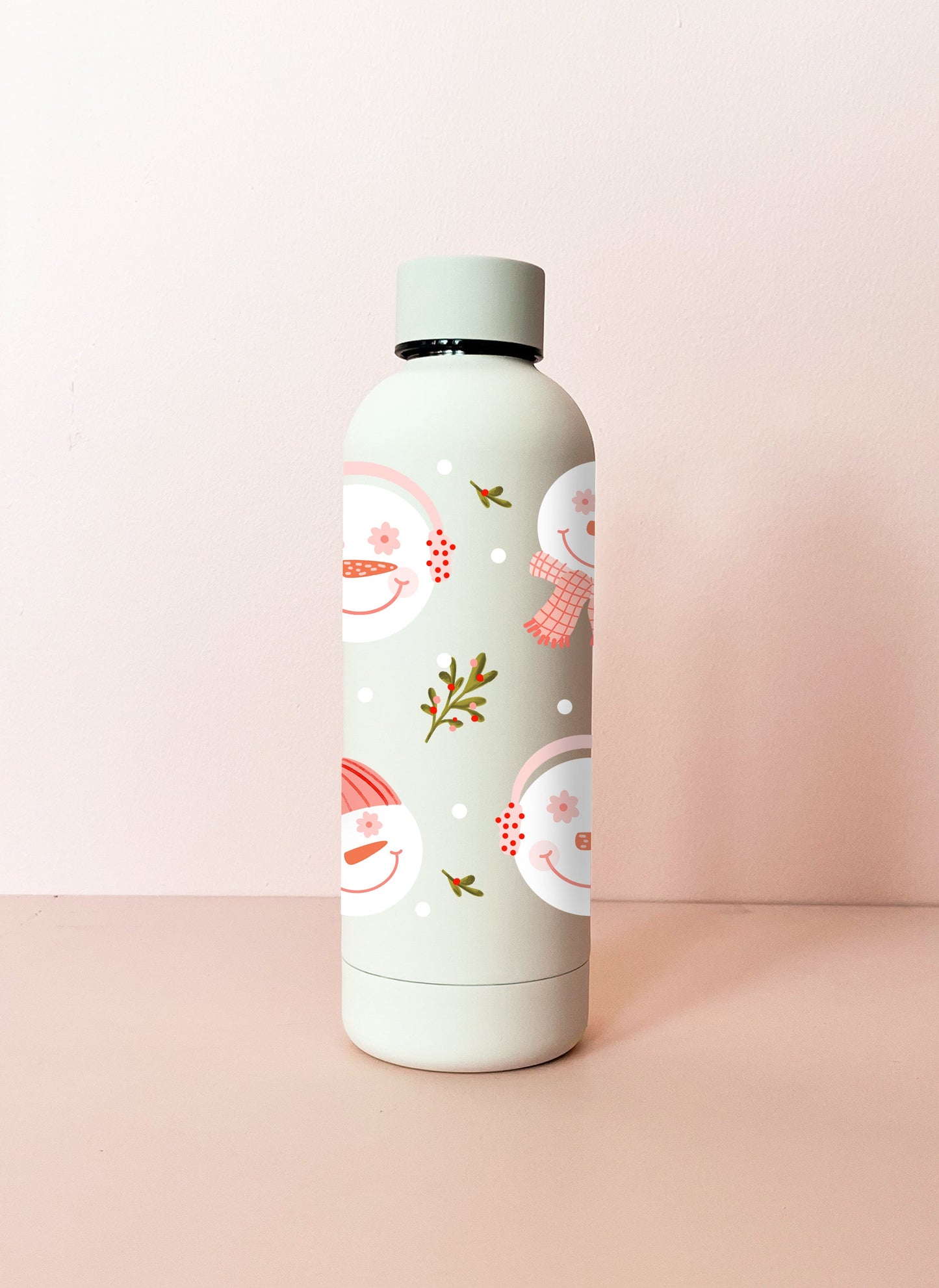 Bouteille isotherme 17oz - crème Bonhommes de neige