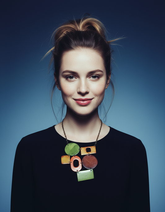 Earth Tone Statement Jewelry Set with Geometric Style
