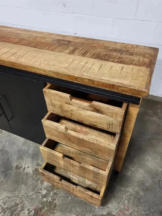 Buffet en bois de manguier portes coulissantes (Naturel)