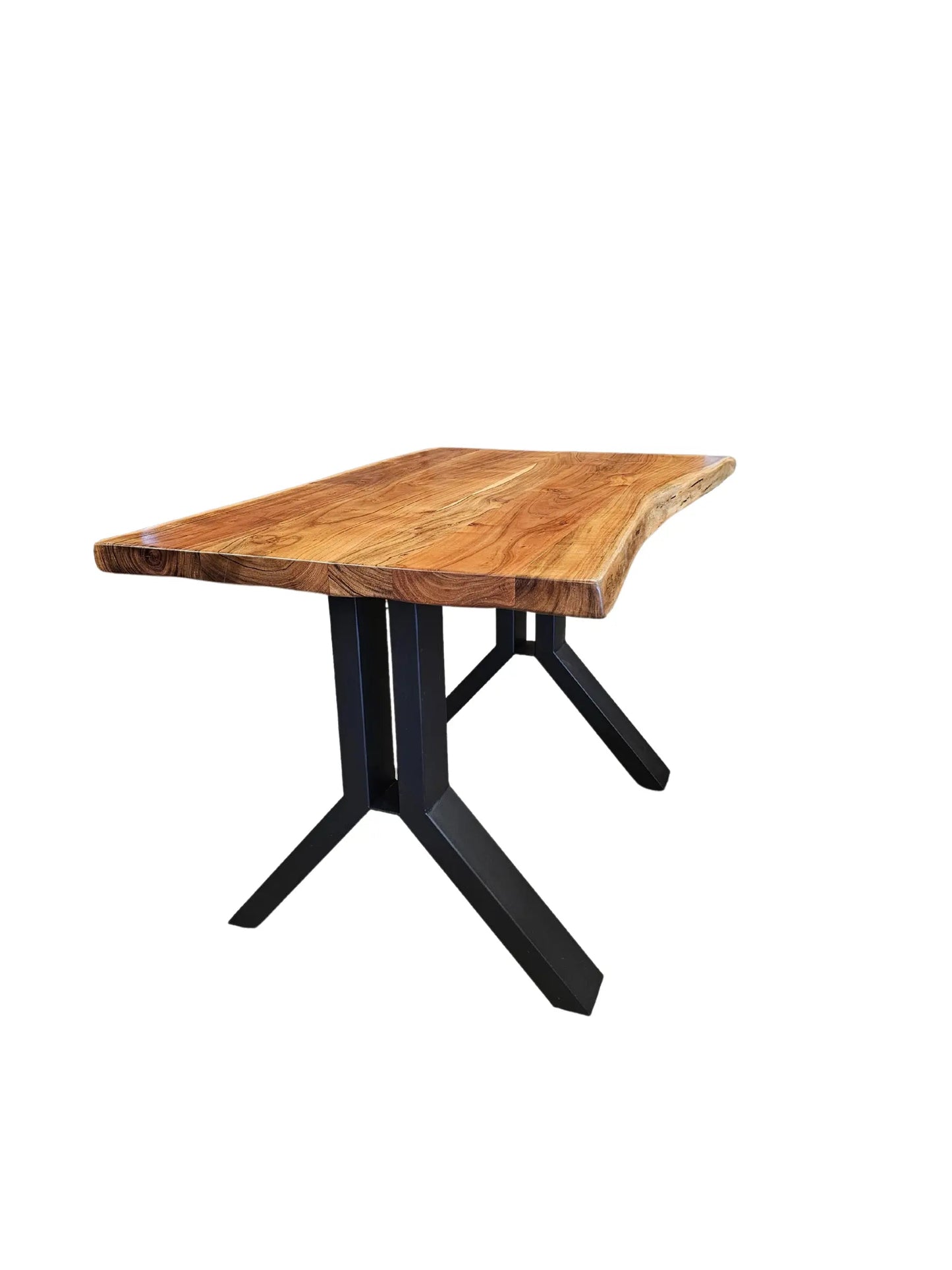 Bureau de Travail en Bois D'acacia massif sur patte en acier noir