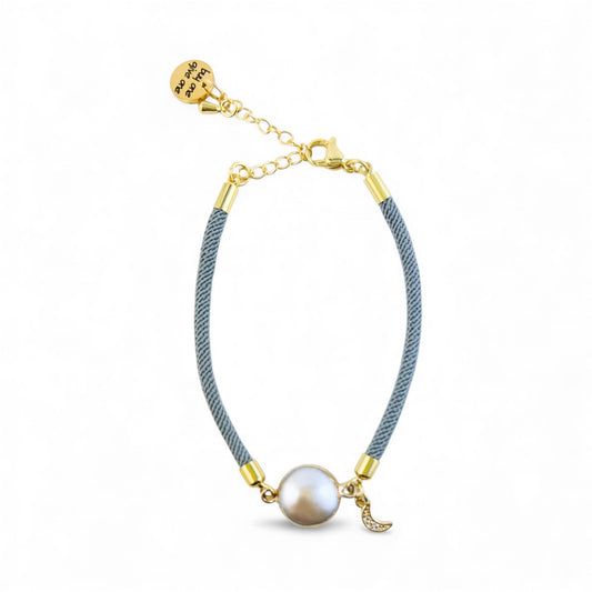 Keshi Pearl & Moon Cord Bracelet
