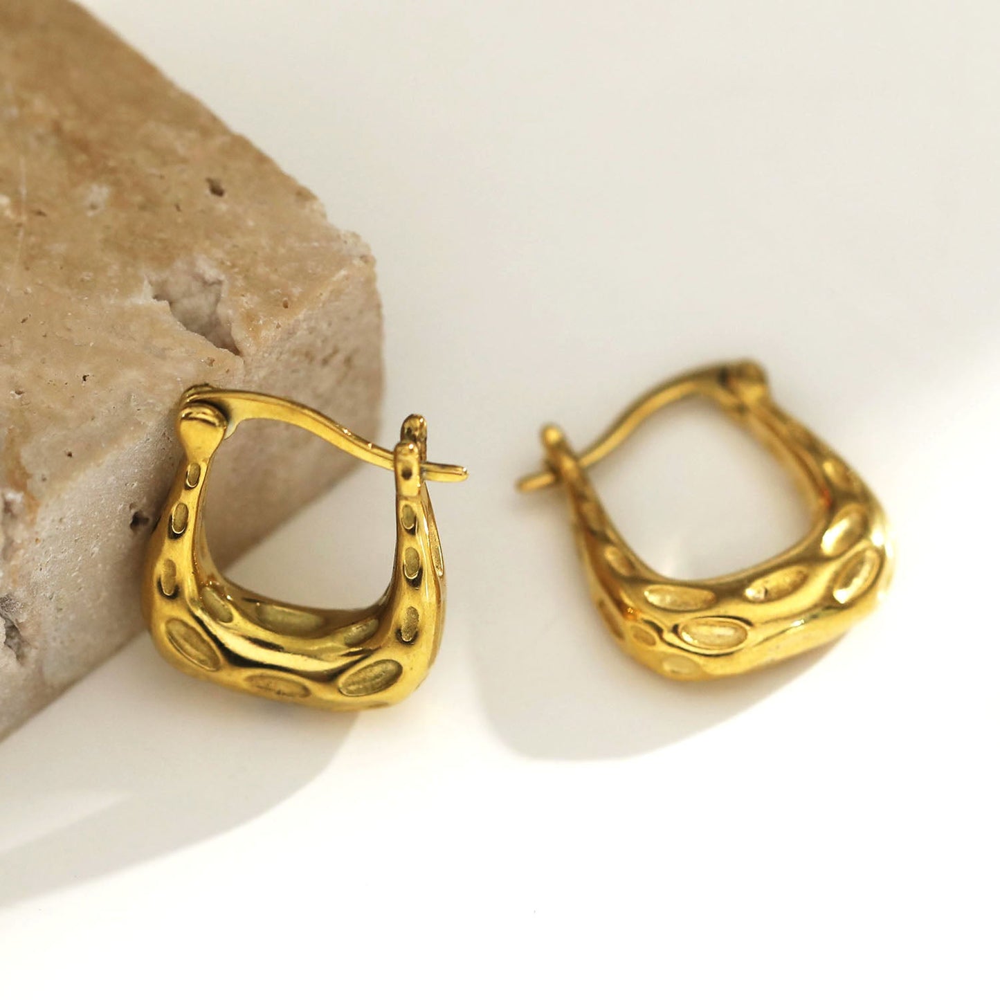 CALAVINO: Hammered Horse-Shoe Hoop Earrings